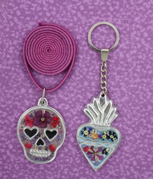 15-B Dijes Grandes de Pewter Luchas y Calacas